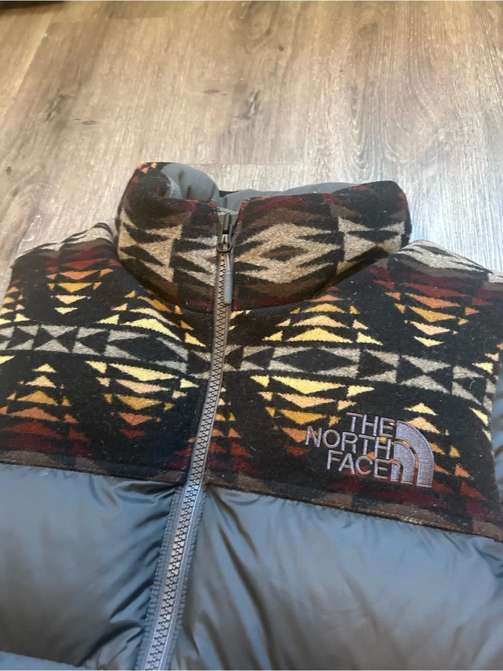 The North Face Vest Mens Large Gray Pendleton Wool Down Puffer 700 Fill
